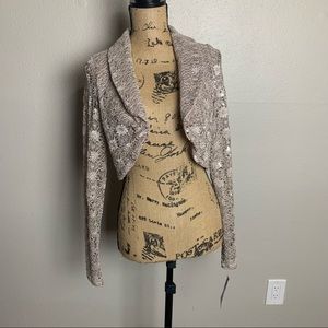 NWT cropped top jacket laced floral sequined size small